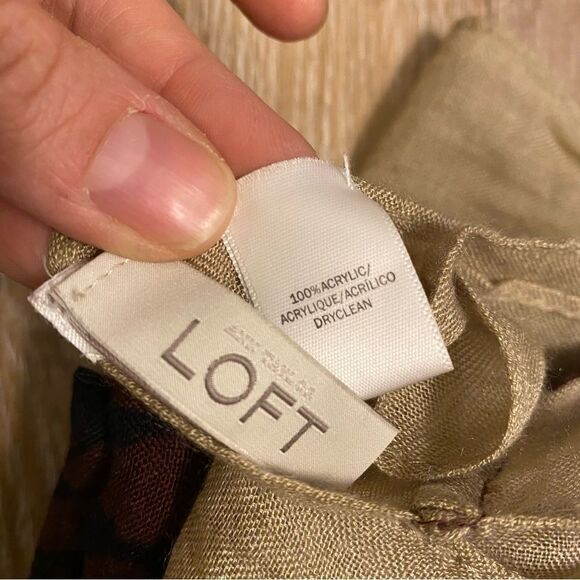 LOFT lightweight Infinity scarf Burgundy beige animal leopard print - Picture 6 of 8